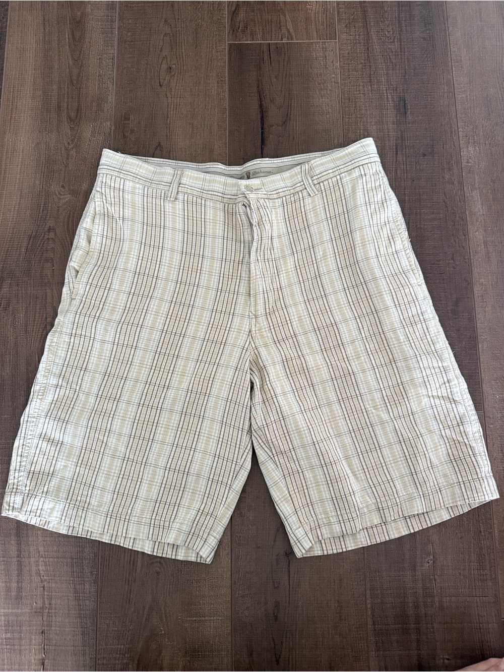 Tommy Bahama Cream Plaid Flat-Front Men's Shorts